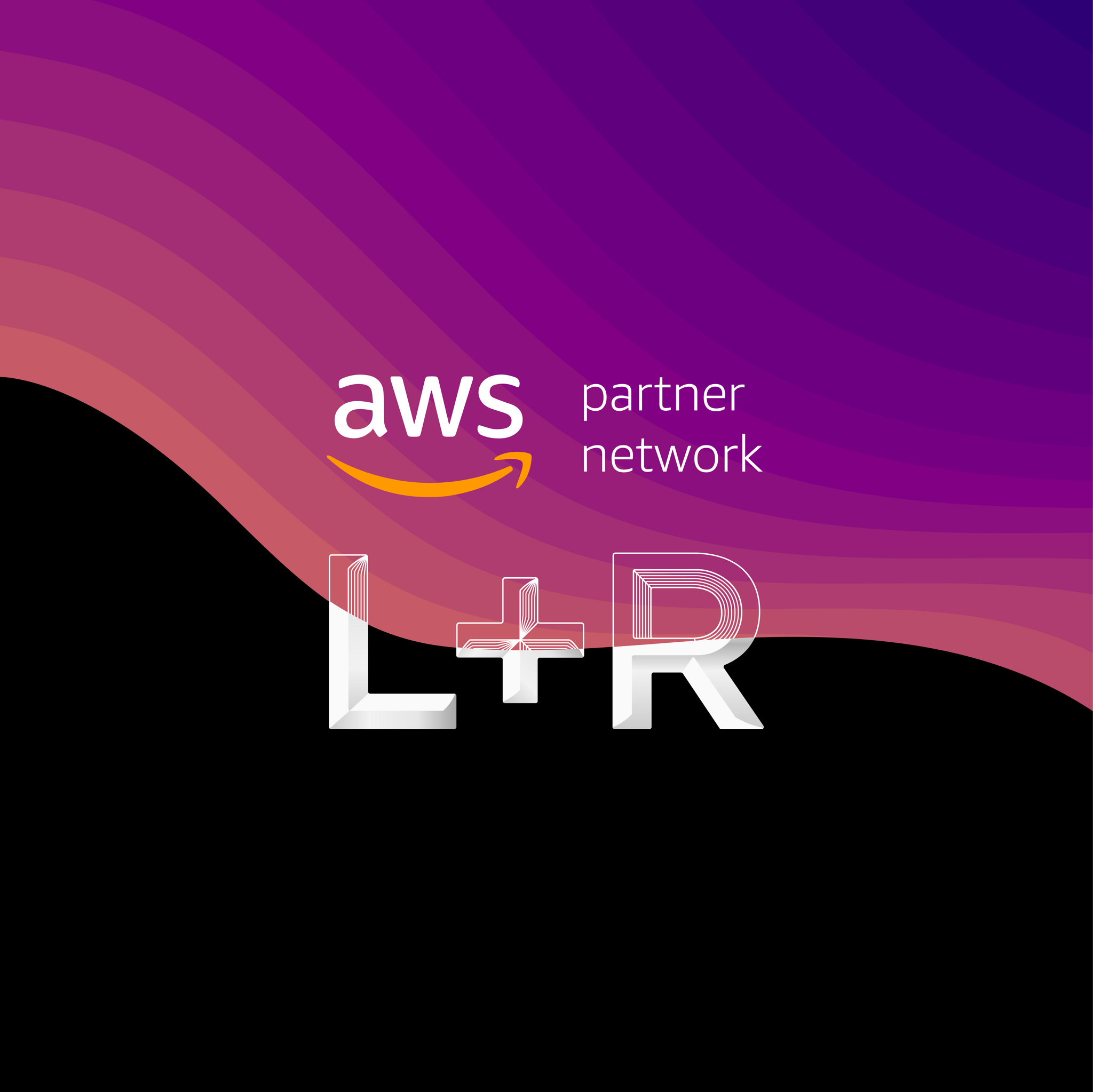 AWS Partner Network and L+R logos on a purple gradient