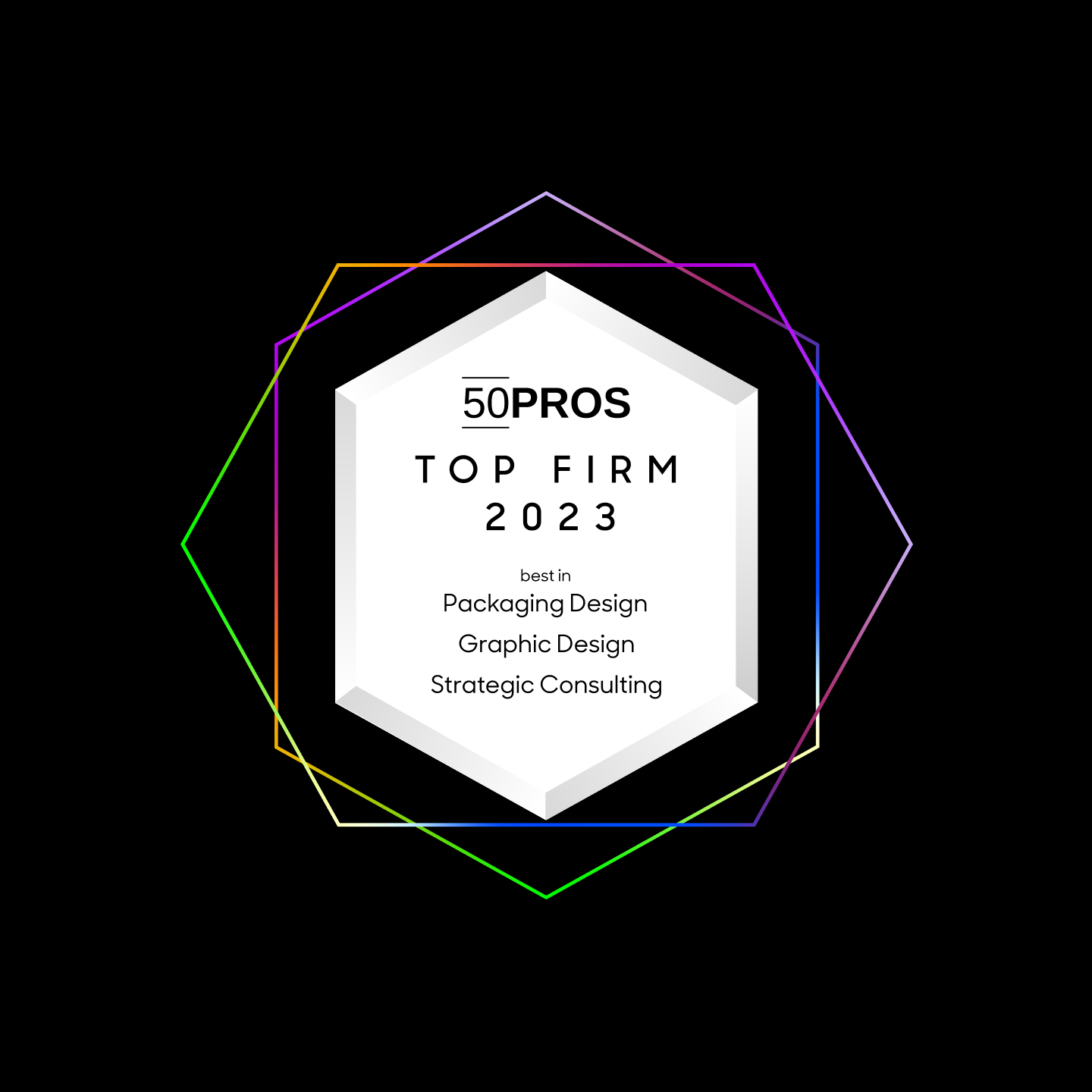 50Pros Top Firm 2023 badge for packaging design, graphic design and strategic consulting.
