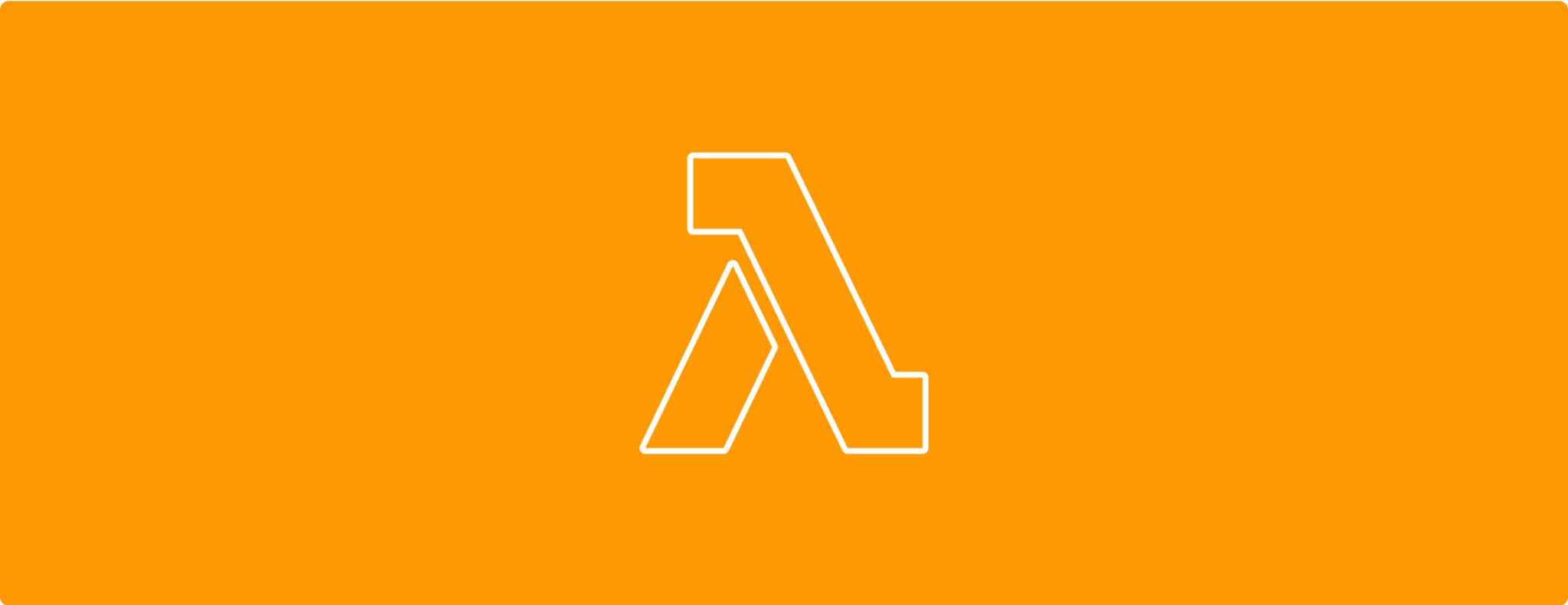Outlined AWS Lambda lambda symbol on an orange background