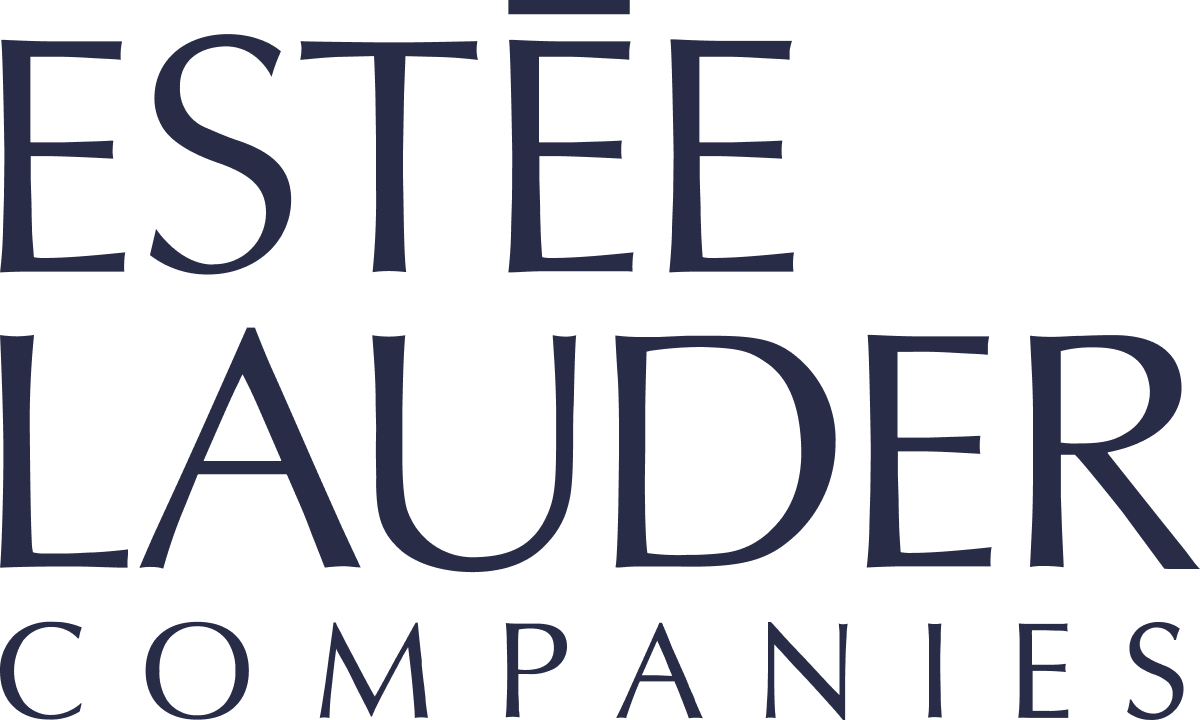 Cropped Este Lauder Companies wordmark in navy on a dark background