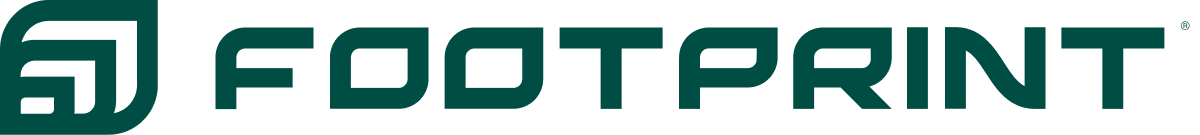 Green Footprint logo with stylized icon on a blue background