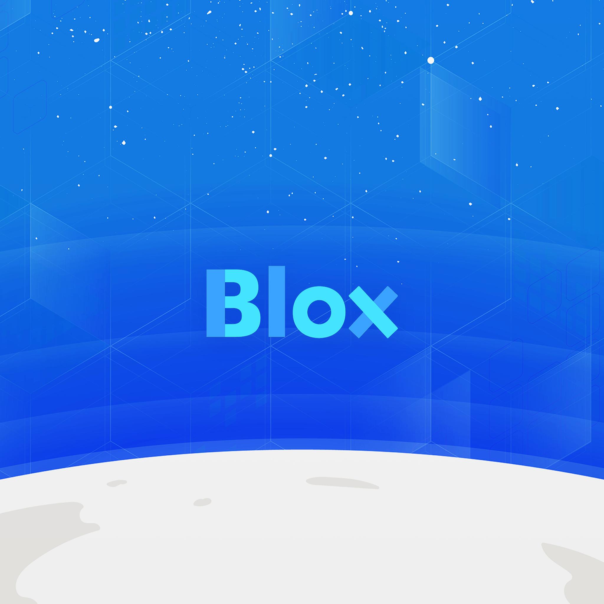 Blox logo over an illustrated blue planet horizon