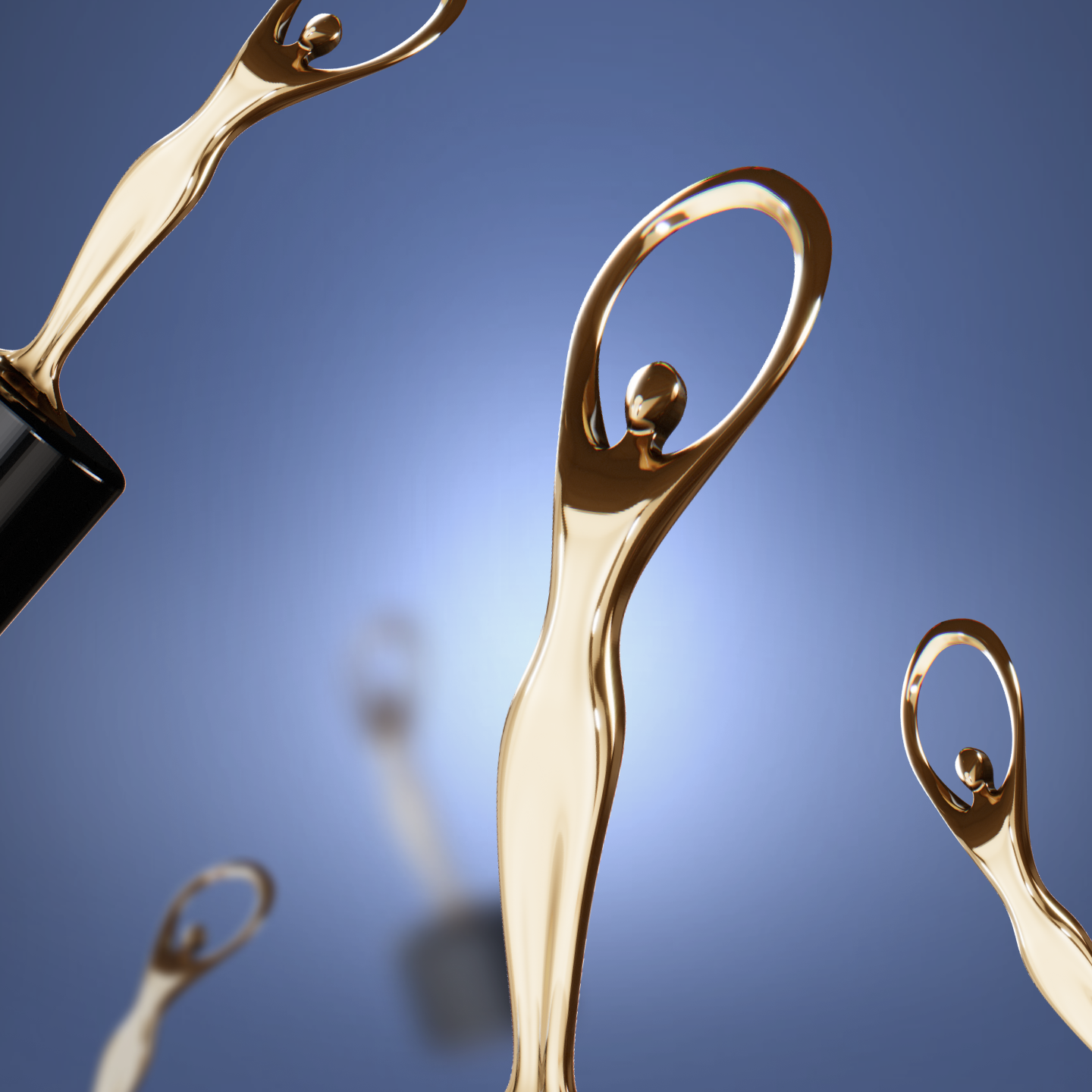 Gold Communicator Award statuettes against a blue background