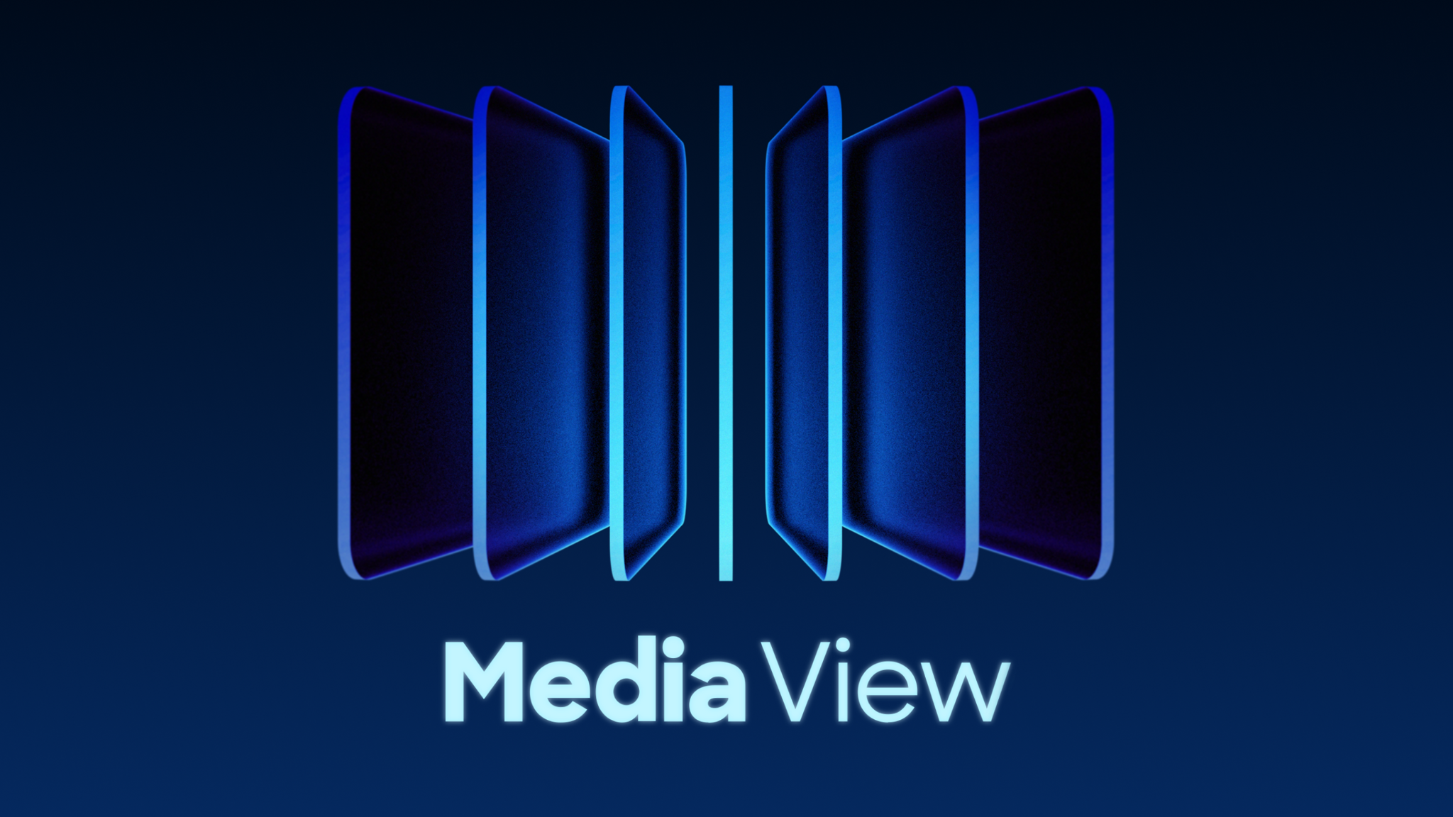 Media View wordmark with blue layered panel icon