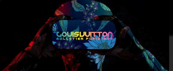 LV D Cover Louis Vuitton-branded floral virtual reality headset in dramatic lighting