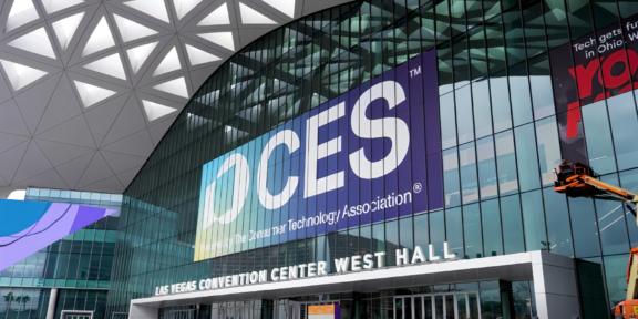 CES 2026 and the world beyond the rectangle CES banner on the Las Vegas Convention Center West Hall exterior