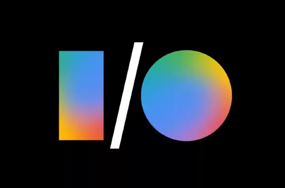 Google io date Google I/O logo with gradient rectangle and circle on black