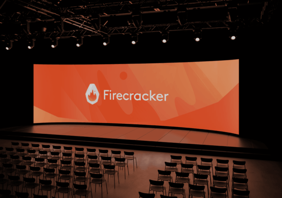 Firecracker Firecracker logo displayed on a large stage screen