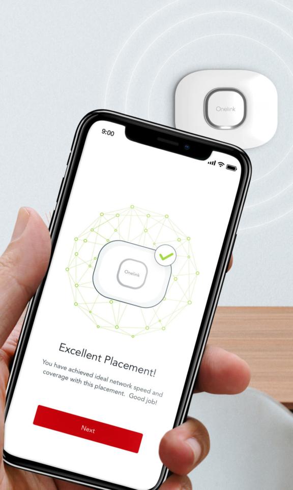 First Alert M Cover Phone app confirms excellent placement beside a wall-mounted Onelink device