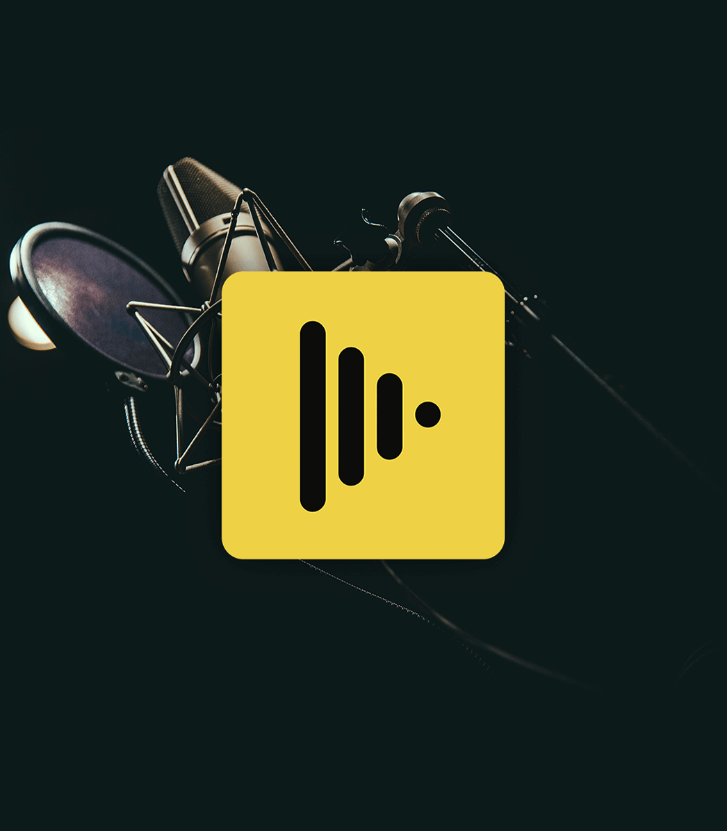 Jammcard app icon over a studio microphone and pop filter