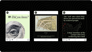 Three Take on Wall Street Instagram posts about Wall Street history