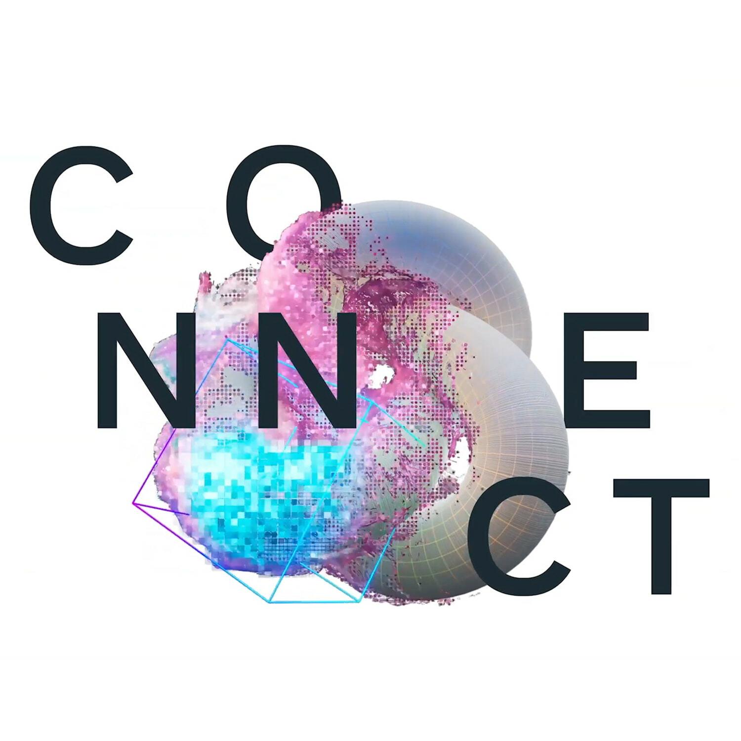 CONNECT wordmark over colorful abstract digital sphere