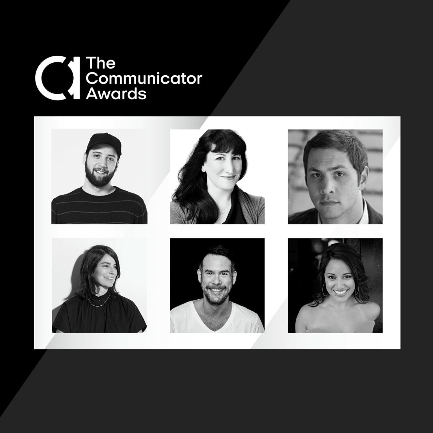 The Communicator Awards graphic with six black-and-white headshots