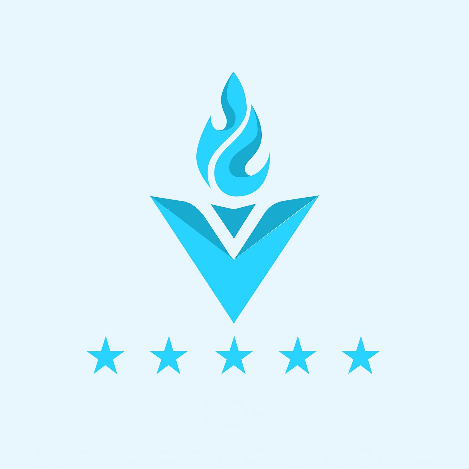 DesignRush badge emblem with five stars