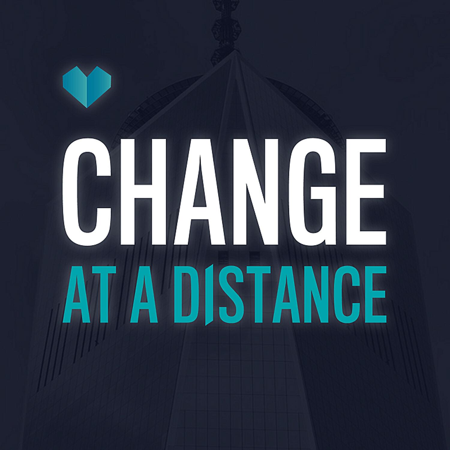 Change at a Distance text over a dark architectural background