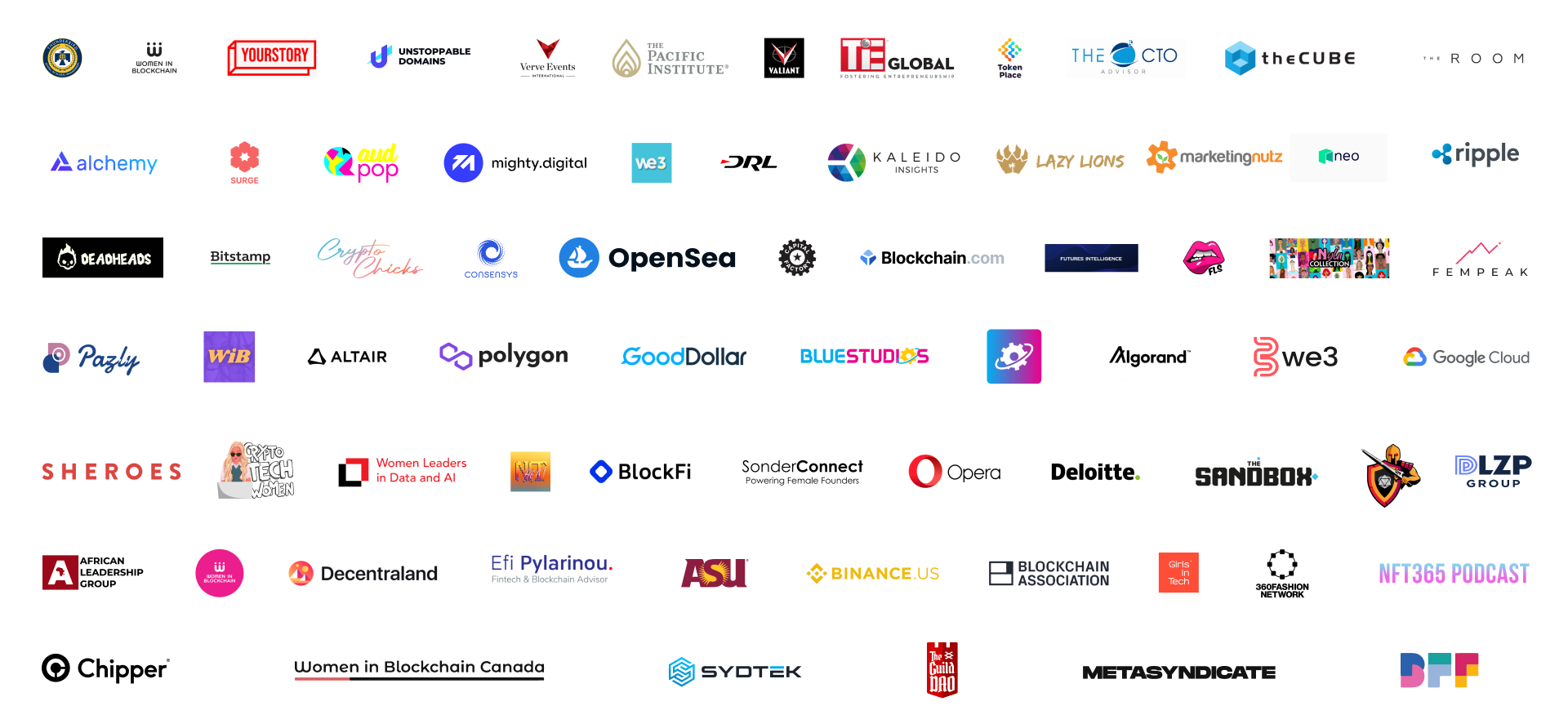 Grid of sponsor and partner logos on a white background