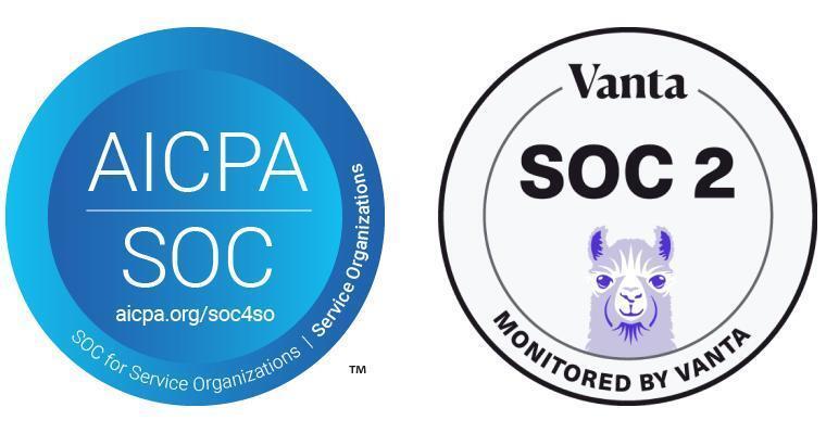 AICPA SOC and Vanta SOC 2 compliance badges
